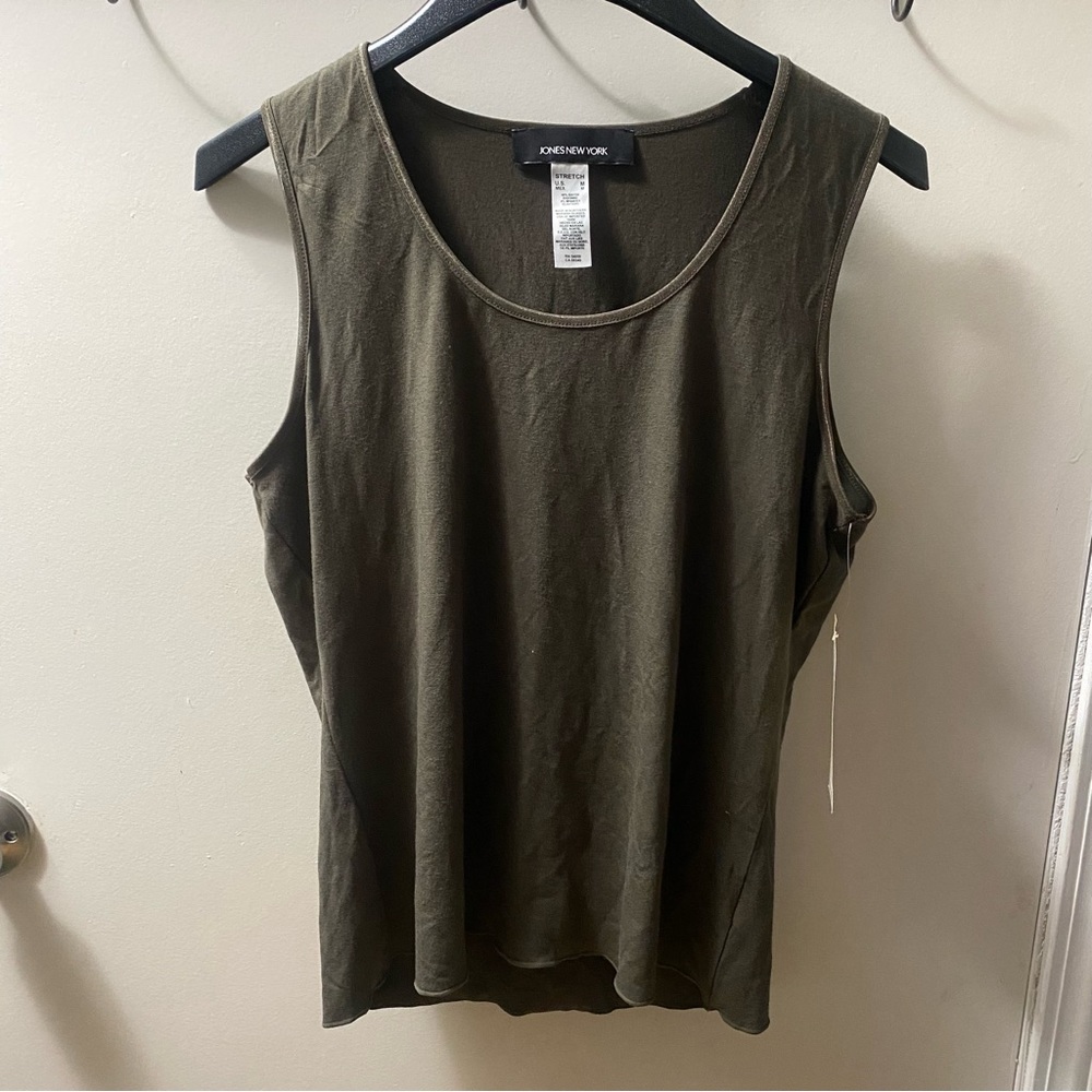 NWT Jones New York Collection Scoop Neck Tank Top Olive Size Medium